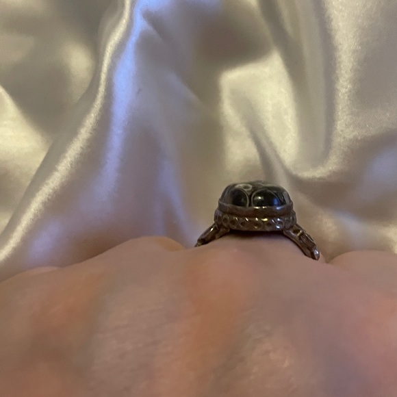 Fossil Stone Ring 8.5 Sterling Stamped 925 - Picture 4 of 6